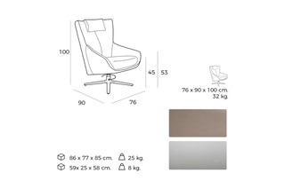 Fauteuil pivotant avec coussin - Taupe