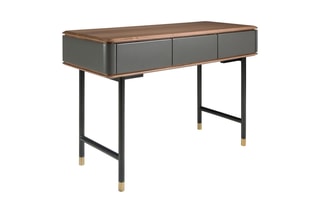 Console 3 tiroirs - Imitation noyer et ardoise