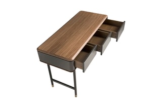 Console 3 tiroirs - Imitation noyer et ardoise