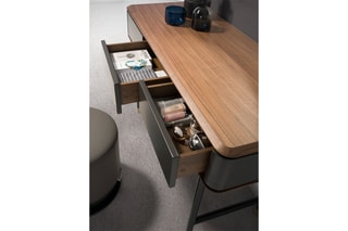 Console 3 tiroirs - Imitation noyer et ardoise