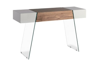 Console 1 tiroir - Imitation noyer et gris clair