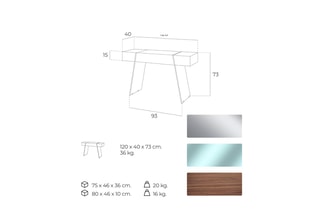 Console 1 tiroir - Imitation noyer et gris clair