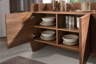 Buffet 4 portes en bois de noyer - 180 x 45 x 75 cm