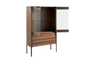 Vitrine 2 portes 2 tiroirs - Naturel