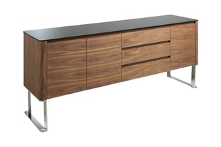 Buffet 3 portes - Imitation noyer et argenté