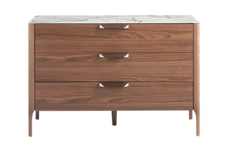 Buffet 3 tiroirs - Imitation noyer et gris