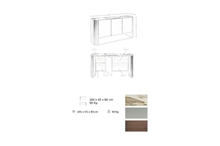Buffet 3 portes - Blanc et naturel