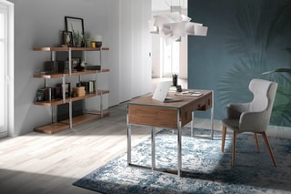 Bureau Imitation noyer et argenté