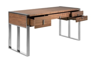 Bureau Imitation noyer et argenté