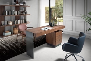 Bureau 3 tiroirs Naturel et noir