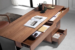 Bureau 3 tiroirs Naturel et noir
