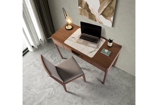 Bureau - Imitation noyer et blanc