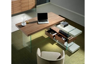 Bureau - Imitation noyer et gris clair