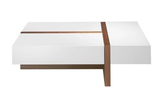Table basse - Blanc et imitation noyer