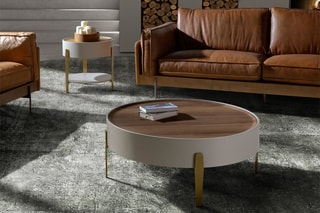 Table basse en bois de noyer - 92 x 92 x 35 cm