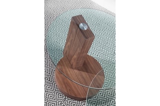 Table d'appoint - Imitation noyer et transparent