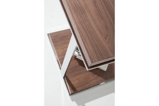 Table d'appoint - Argenté et imitation noyer