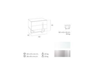 Table de chevet 2 tiroirs - Blanc et argenté