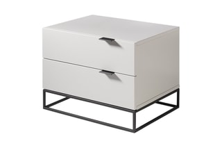 Table de chevet 2 tiroirs - Gris clair et noir