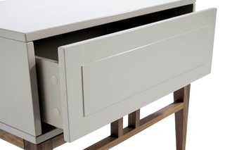 Table de chevet - Gris et imitation noyer
