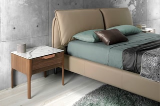 Table de chevet - Blanc et imitation noyer