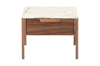 Table de chevet - Blanc et imitation noyer