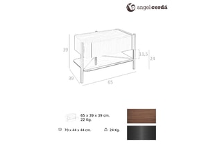 Table de chevet 1 tiroir en noyer - 65 x 39 x 39 cm