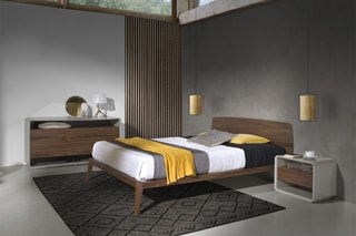Table de chevet Gris et naturel