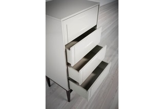 Chiffonnier 4 tiroirs - Gris et imitation noyer