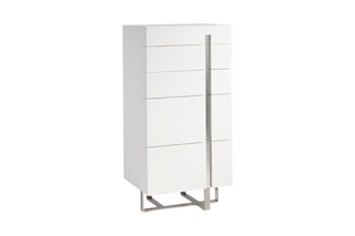 Chiffonnier 5 tiroirs - Blanc et argenté