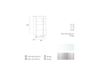 Chiffonnier 5 tiroirs - Blanc et argenté