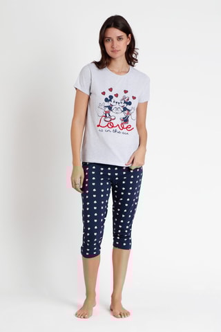 Pyjama Mickey et Minnie Disney - Bleu marine et gris