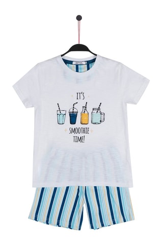 Pyjama Blanc et turquoise