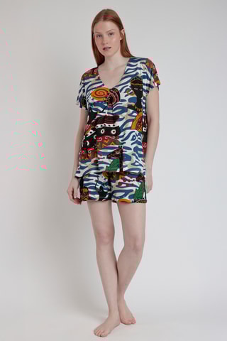 Pyjama - Bleu cobalt et écru