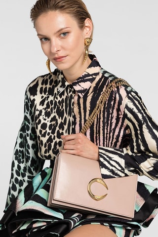 Sac porté épaule en cuir - Beige - Cavalli Class