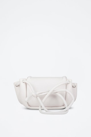 Sac bandoulière en cuir d'agneau Small Beak - Blanc et argenté