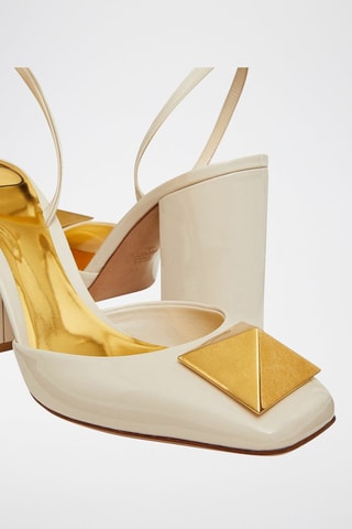 Sandales à talons en cuir Garavani - Blanc - Valentino