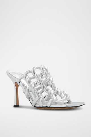 Mules à talons en cuir Lamé - Argenté - Bottega Veneta