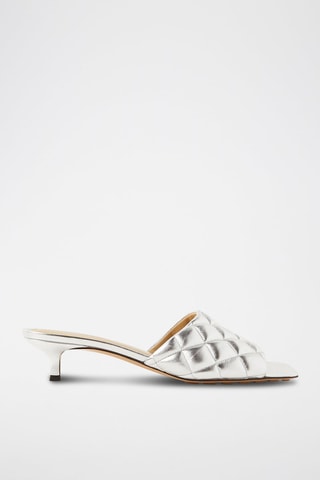 Mules à talons en cuir - Argenté - Bottega Veneta
