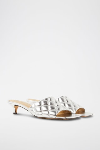 Mules à talons en cuir - Argenté - Bottega Veneta