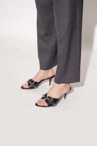 Mules à talons en cuir Cagole 70 - Noir - Balenciaga