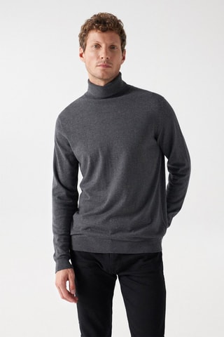 Pull regular en soie et laine - Gris