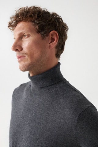 Pull regular en soie et laine - Gris