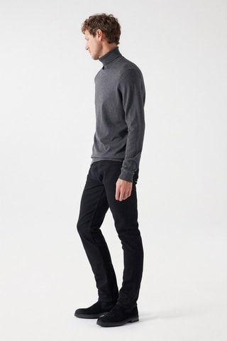 Pull regular en soie et laine - Gris