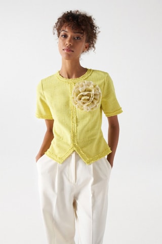 Top en tweed - Jaune