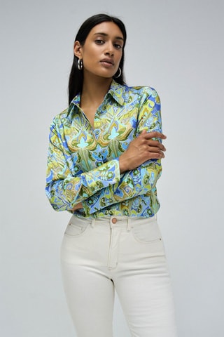 Chemise regular - Vert et bleu