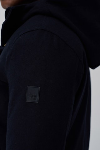 Parka regular en laine à capuche - Noir