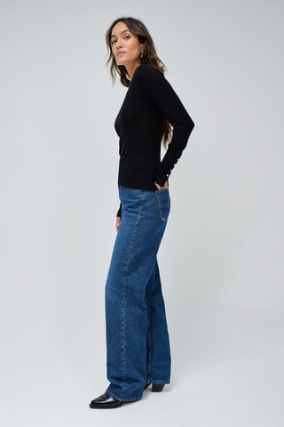 Pull slim en laine - Noir