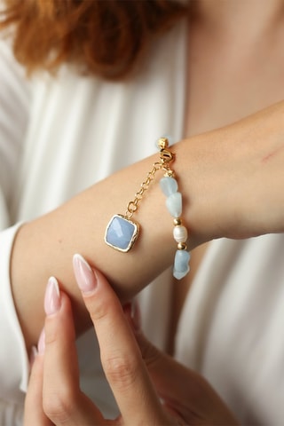 Bracelet - Plaqué or jaune, opales et perles de culture