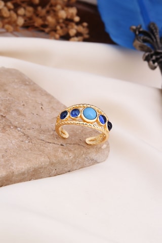 Bague – Plaqué or jaune et turquoise